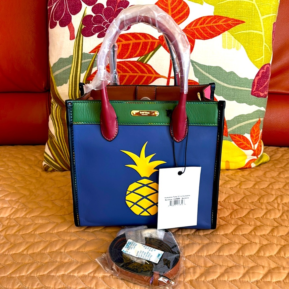 NWT Jeff Wan Hampton Tote 22 inch Rainbow Colorblock Crossbody Purse/Bag